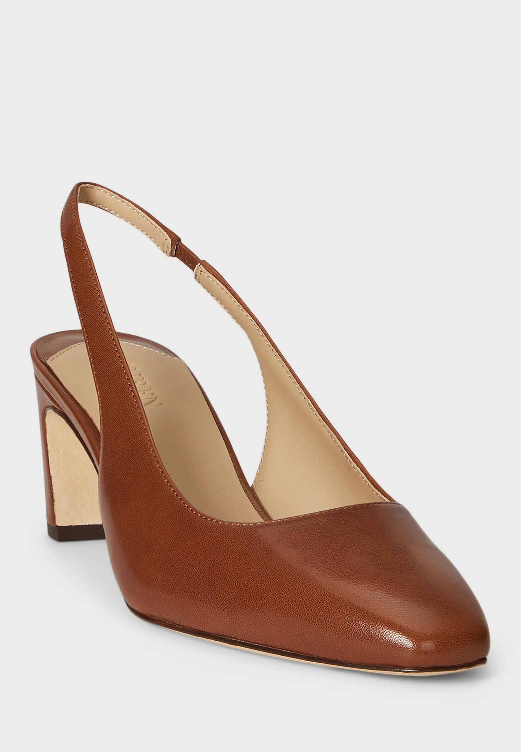 Brown Klaire Leather Slingback Pumps