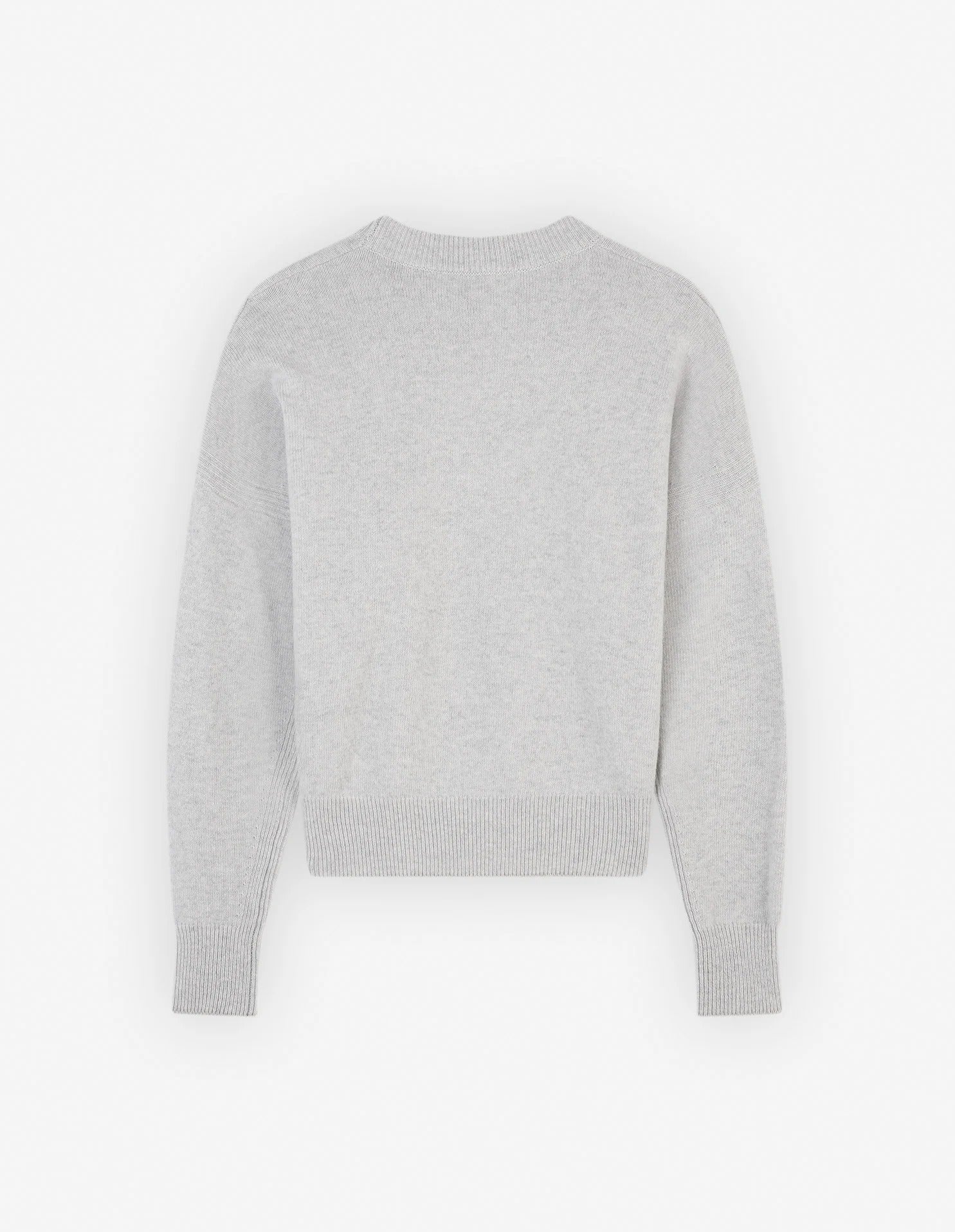 Relaxed Fit Grey Wool Sweater With Iconic Fox Motif