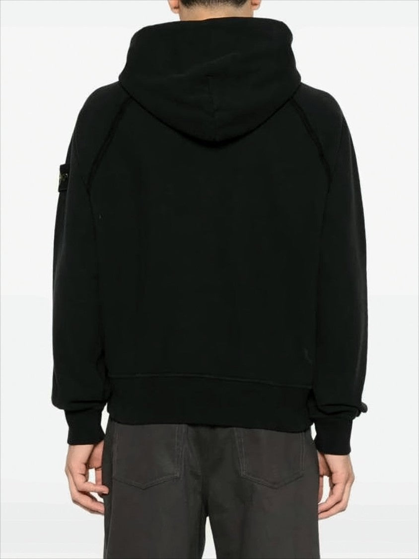 Relaxed Fit Black Hoodie with Distinctive Patch Logo