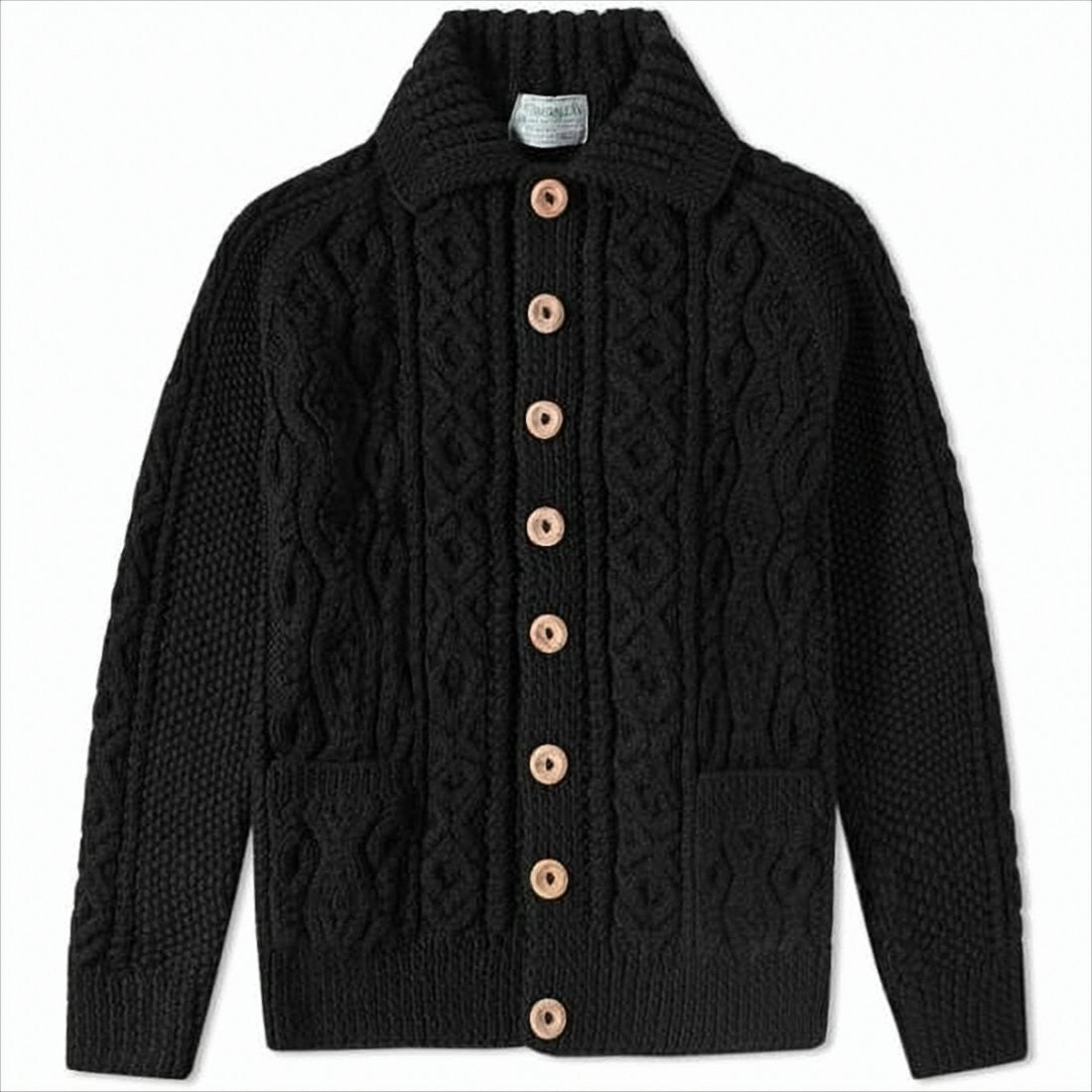 Textured Knit Cardigan With Cable Patterns And Classic Collar