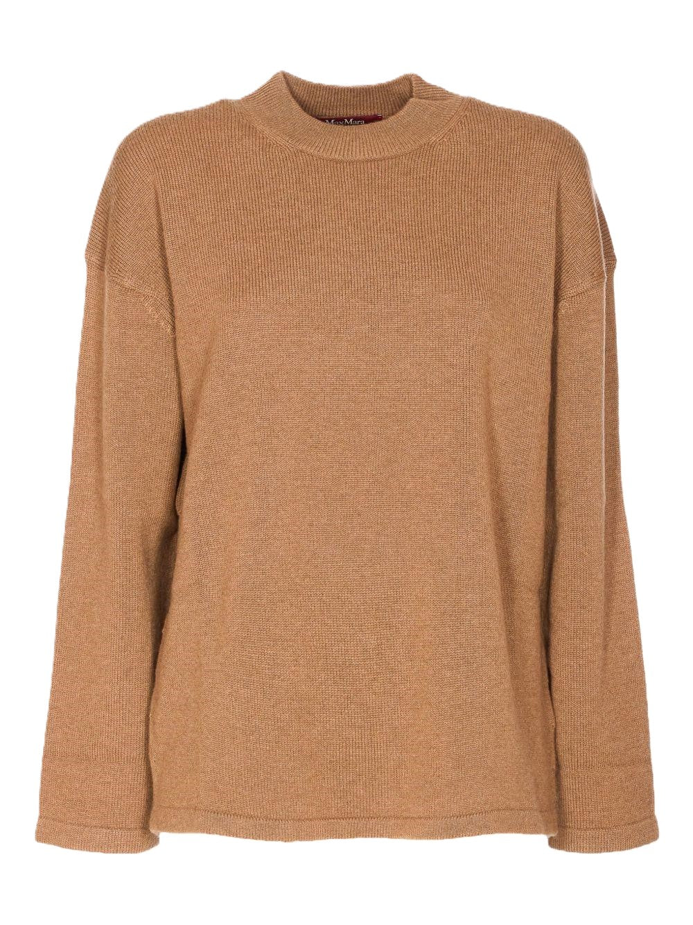 Fluid Camel Knit Sweater With Ribbed Texture