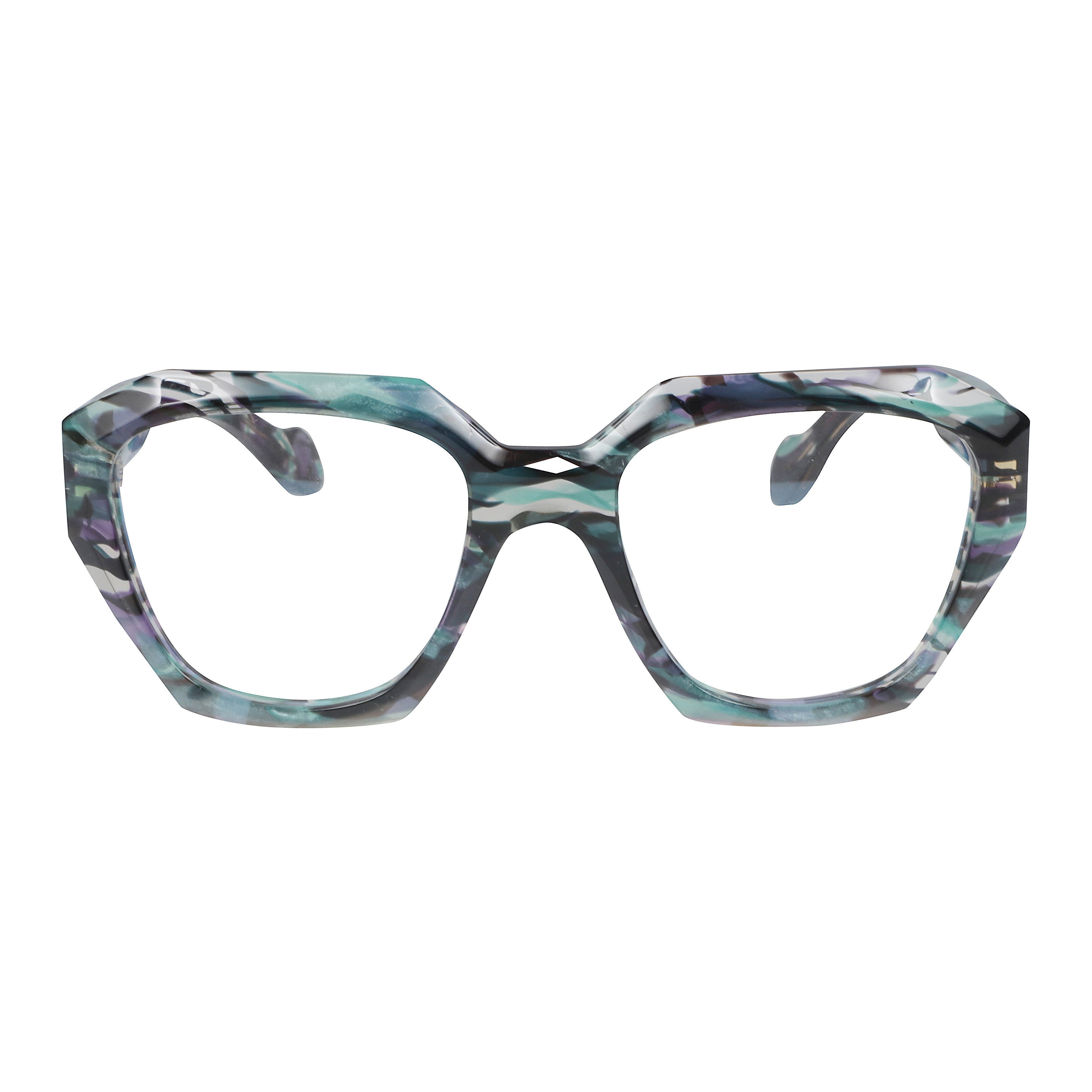 Marilyn/K-V Oversized Square Frame Eyeglasses with Marbled Design
