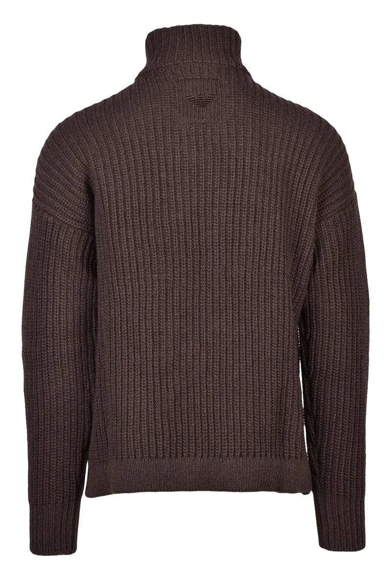 Knit Brown Zip Cardigan