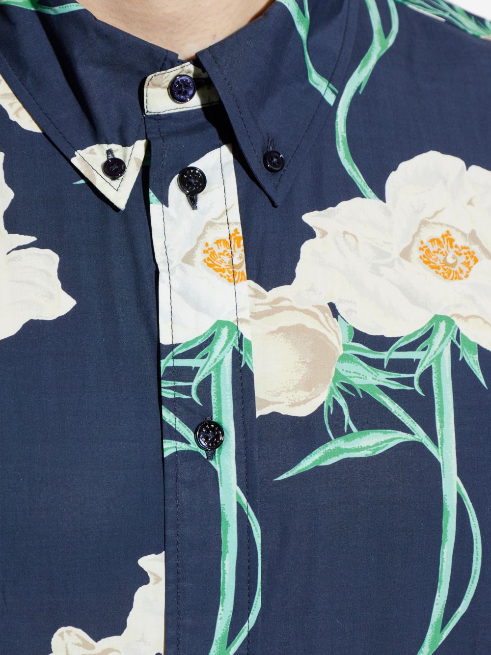 Floral Print Button-Down Shirt With Silk