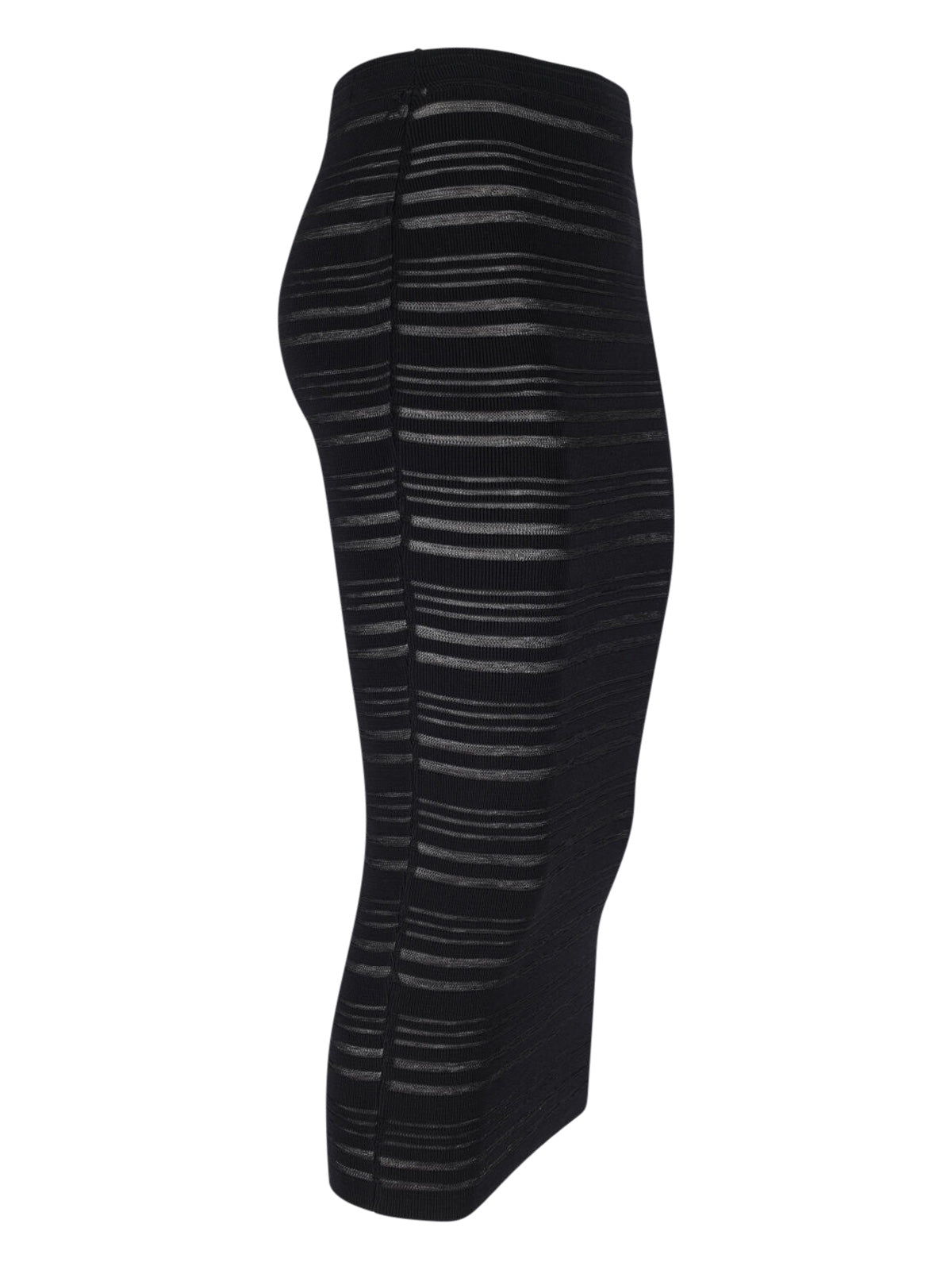 Black Semi-Transparent Ribbed Maxi Skirt
