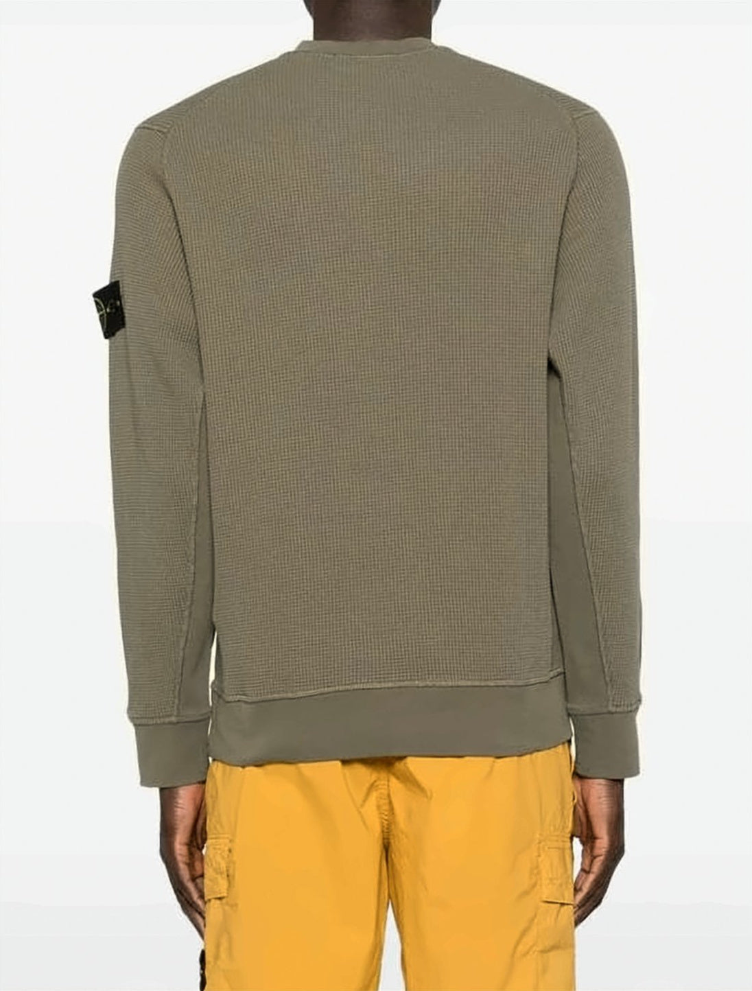 Textured Cotton Long-Sleeve Crewneck Top