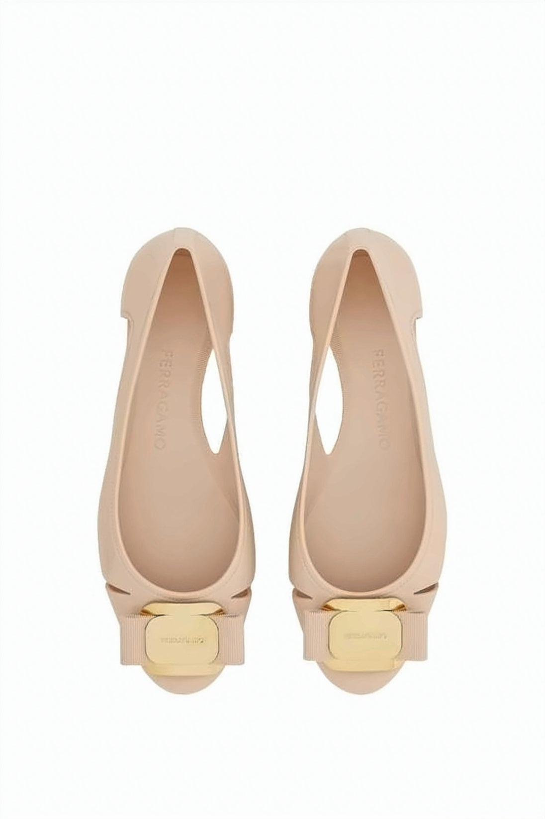 Rubber Flat Shoes with Cut-Out Details and Bow Accent