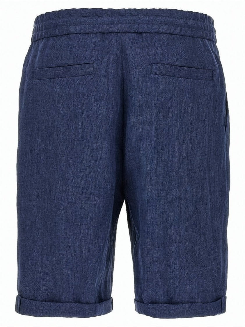 Textured Linen Shorts with Drawstring Waistband