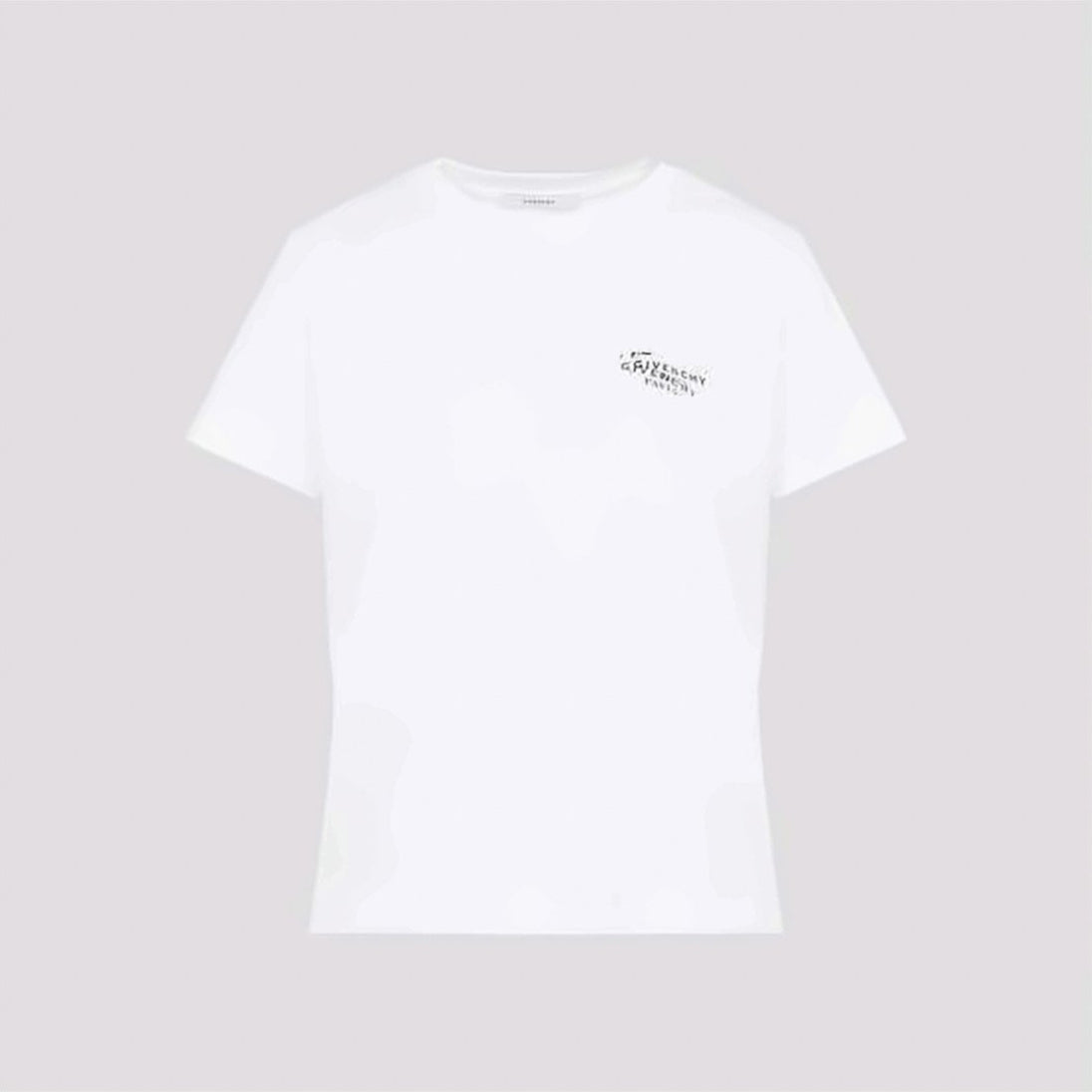 Short-Sleeved Crew Neck T-Shirt with Distressed Logo Prints