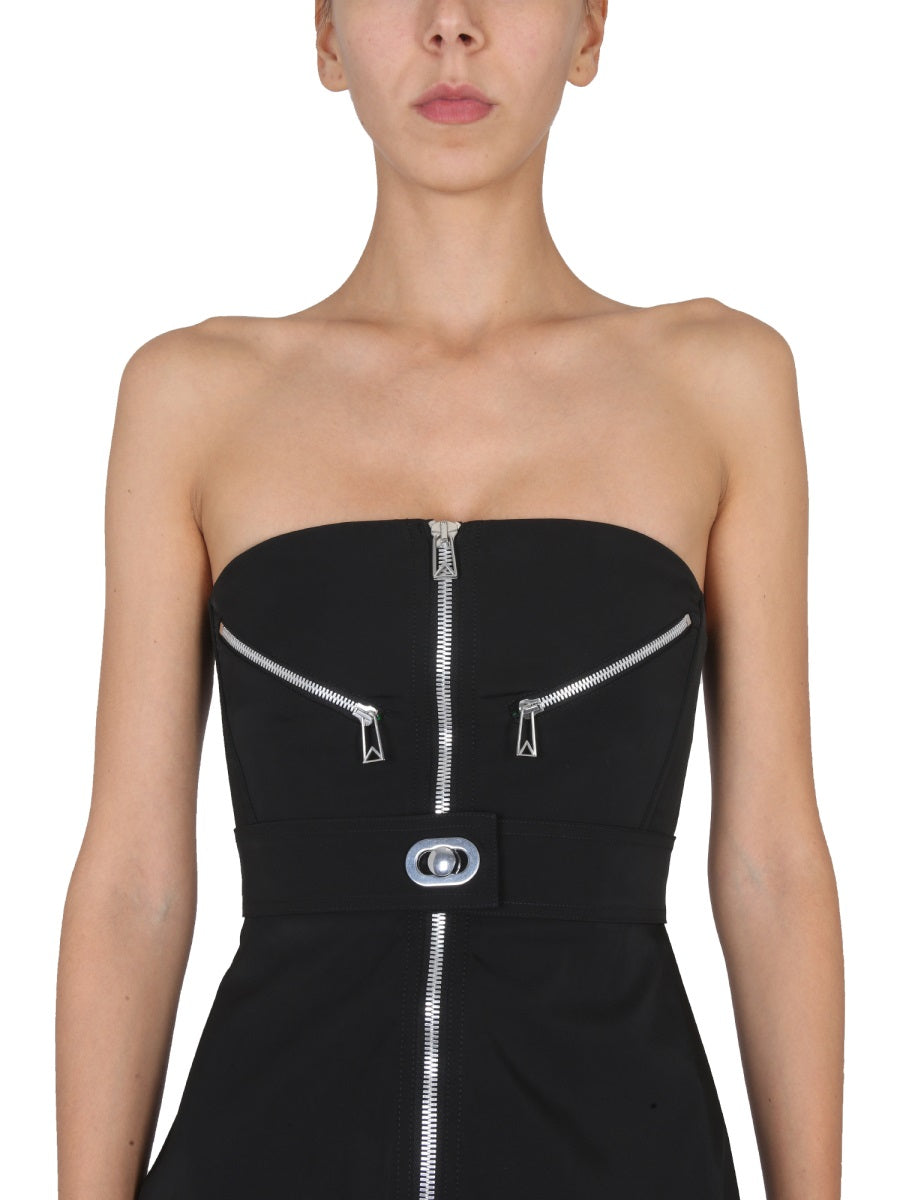 Structured Bustier Dress with Front Zip Closure