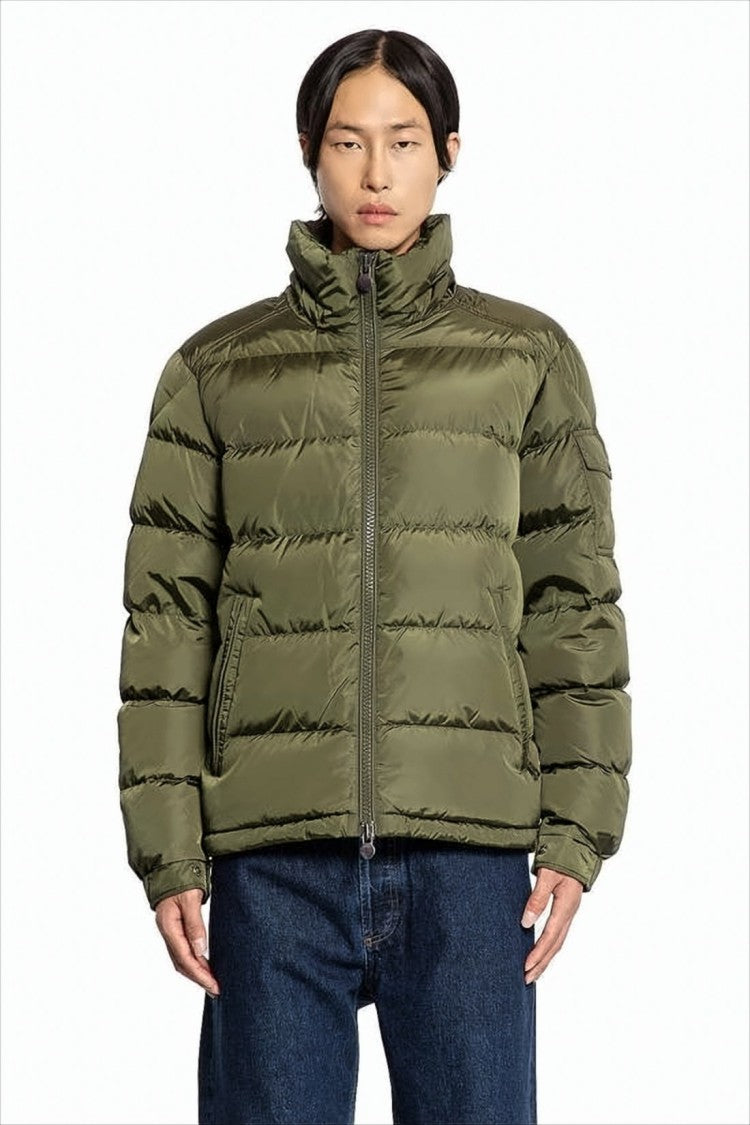 Quilted Down Jacket with High Collar and Hood