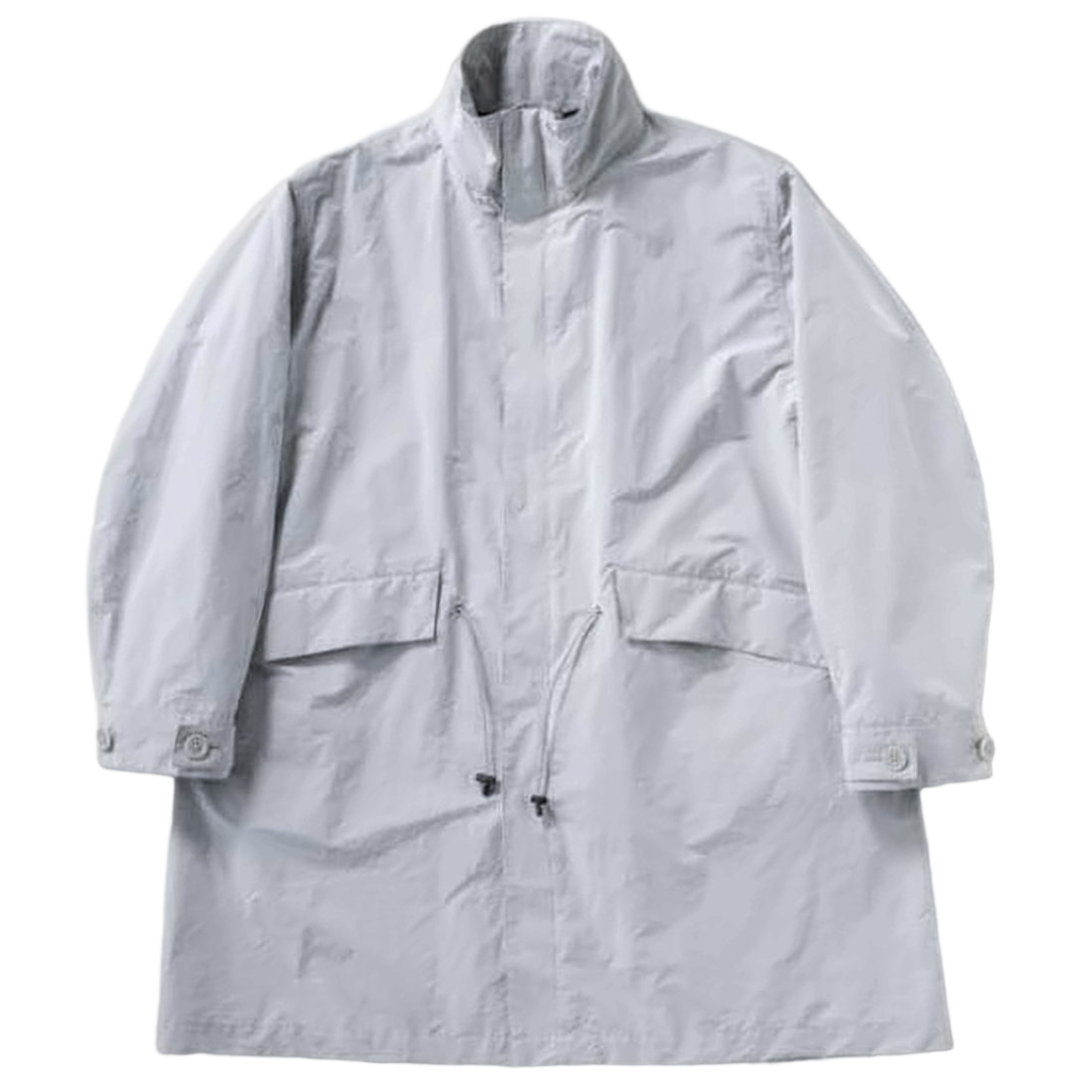 Long Lightweight Jacket with High Collar and Flap Pockets