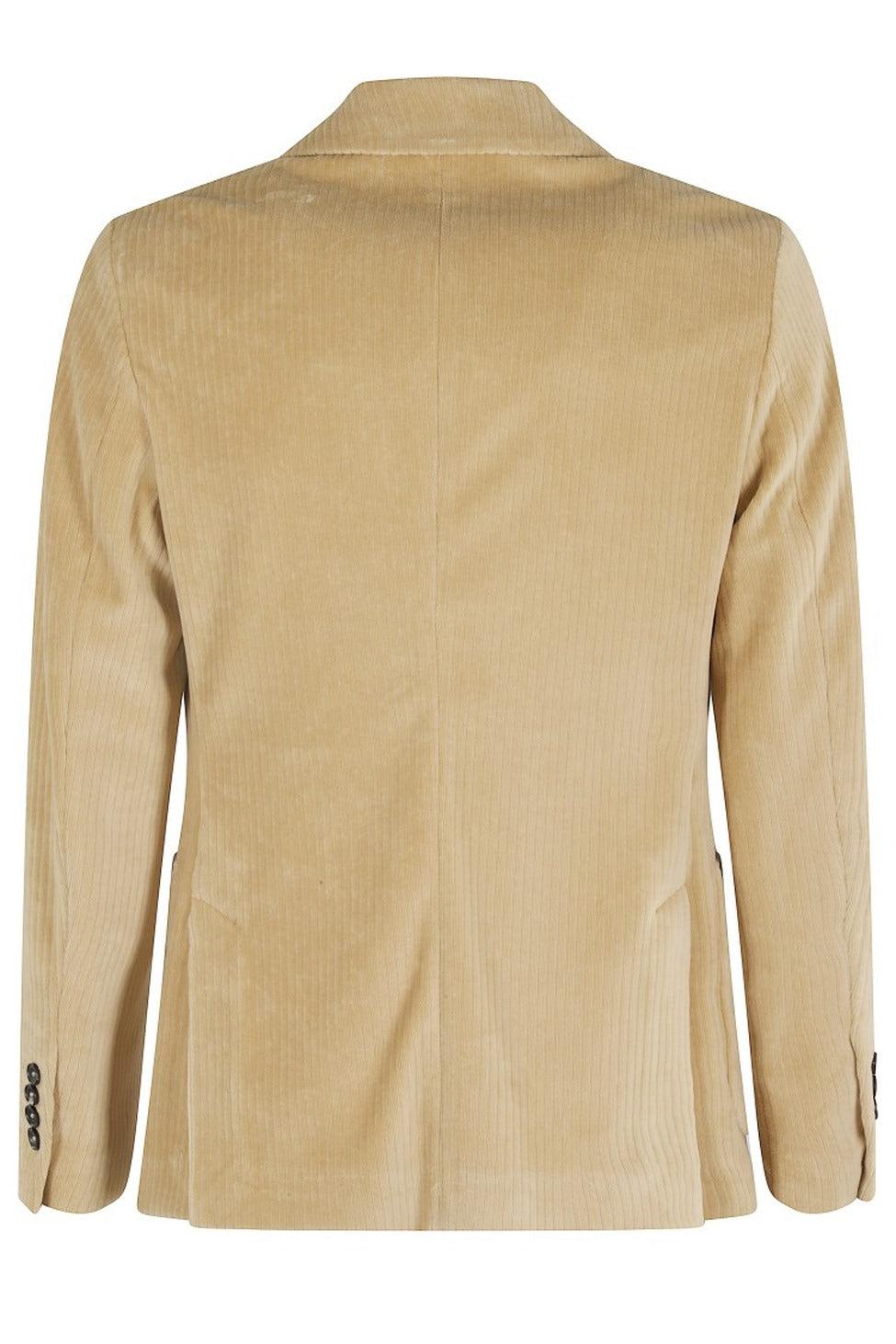 Sandy Beige Corduroy Jacket With Ribbed Velvet Accents