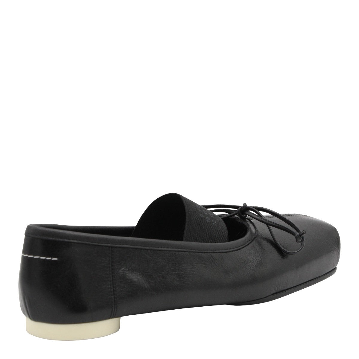 Black Leather Flats with Square Toe