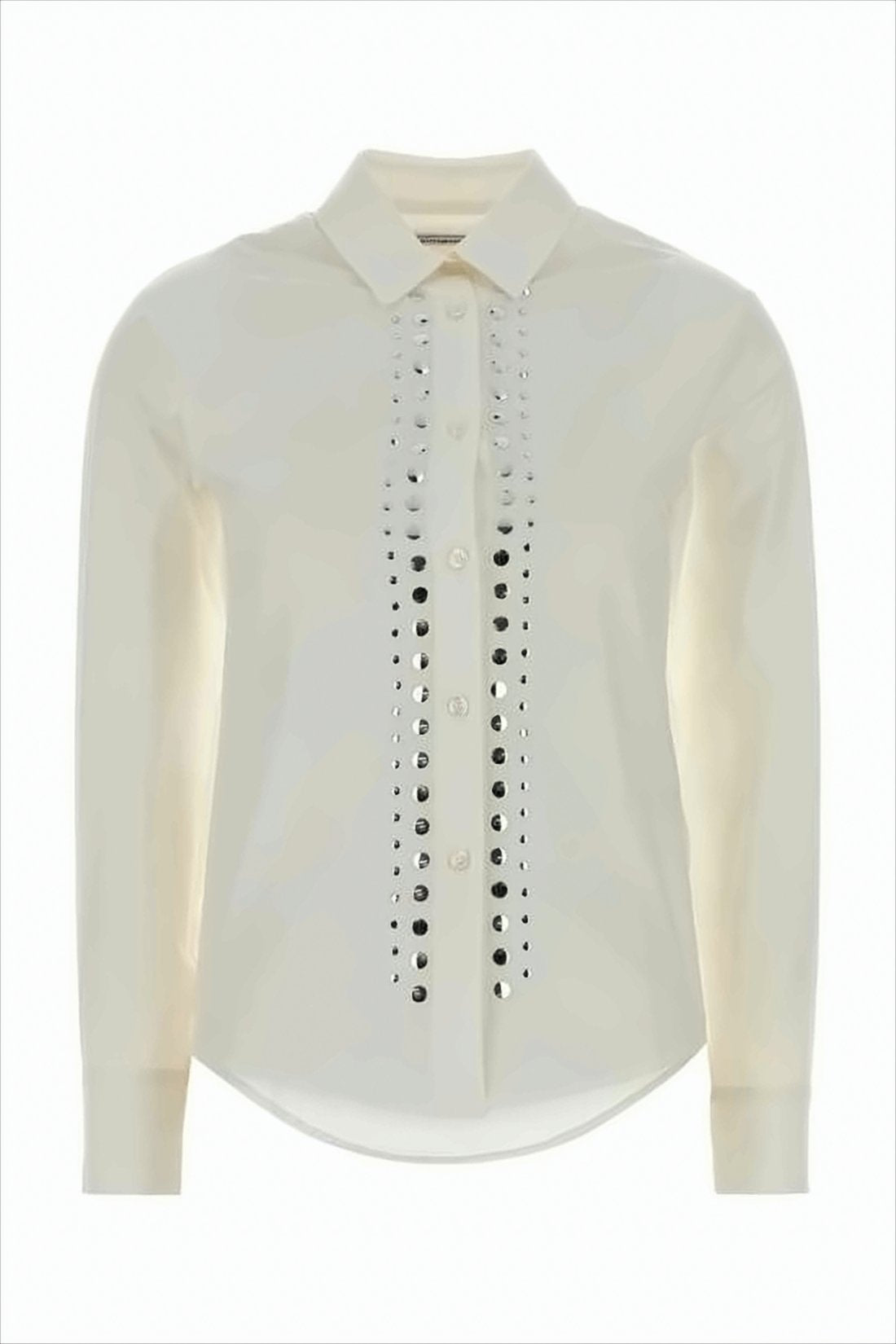 Button-Down Long-Sleeve Shirt With Metallic Eyelets