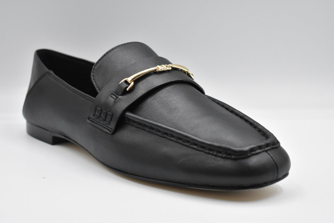 Elegant Black Leather Flat Shoes With Refined Lace Design
