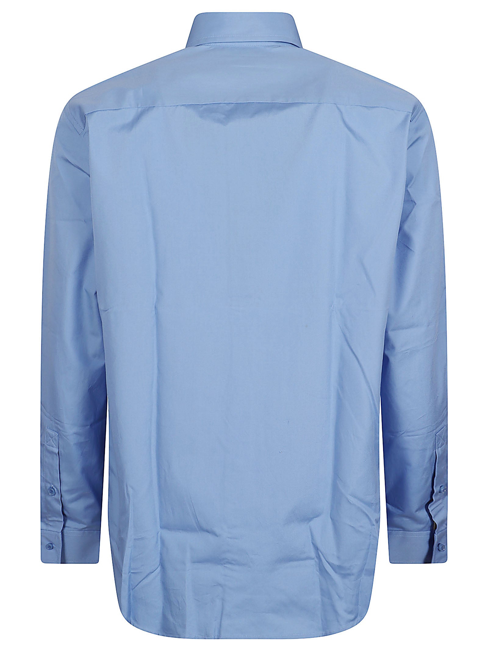 Long Sleeve Powder Blue Button-Down Shirt with Embroidered Logo