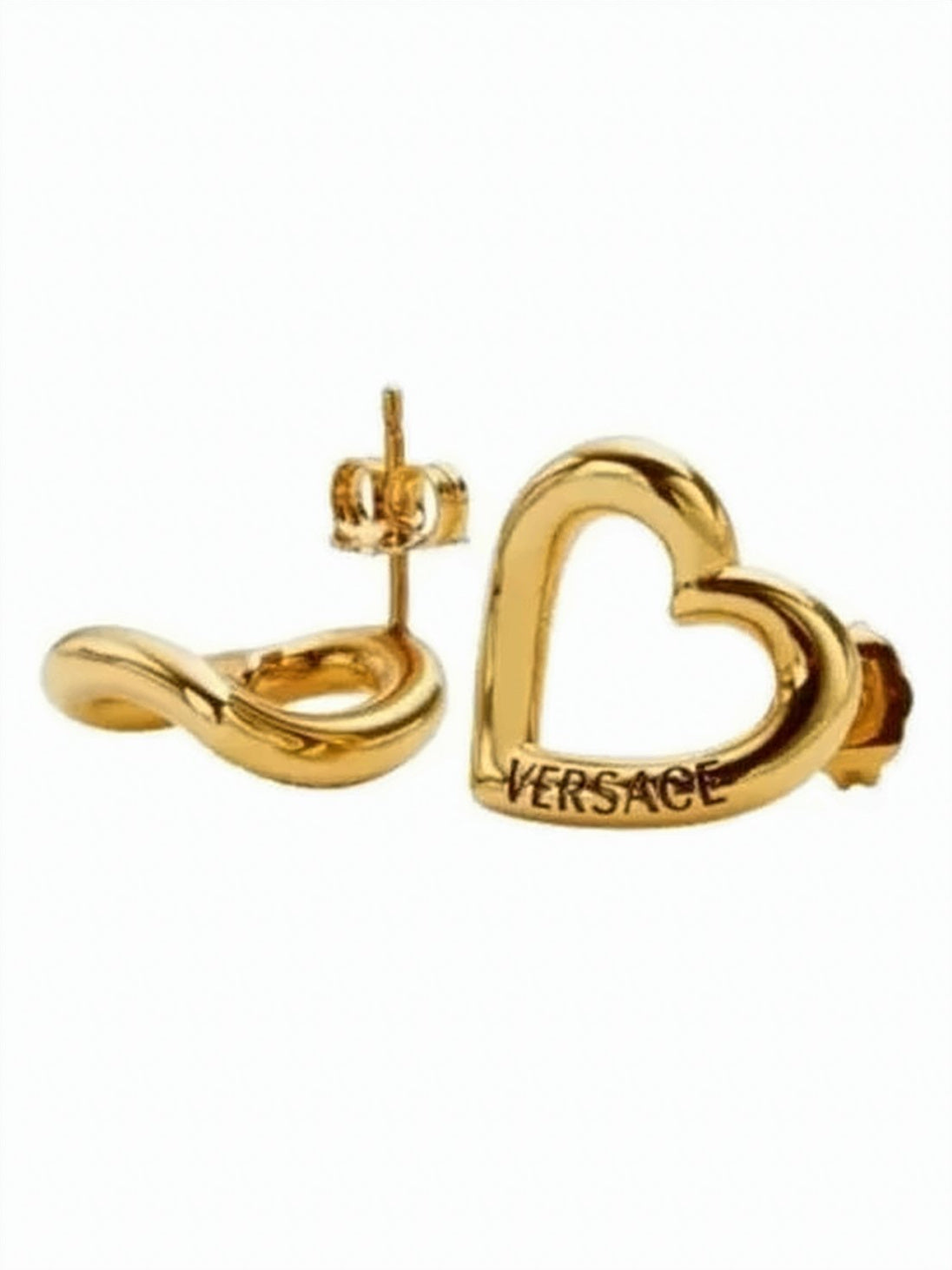 Heart-Shaped Gold Earrings with Twisted Detailing