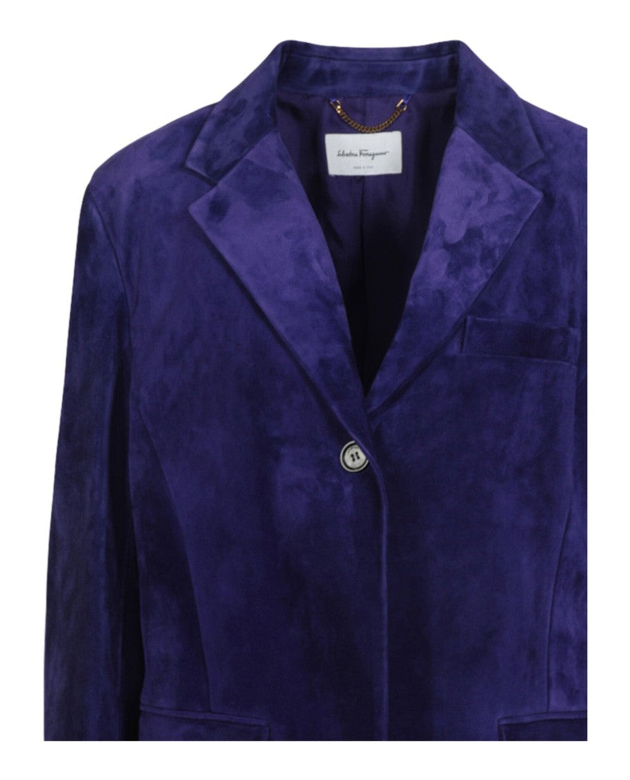 Notched Lapel Silk Blazer