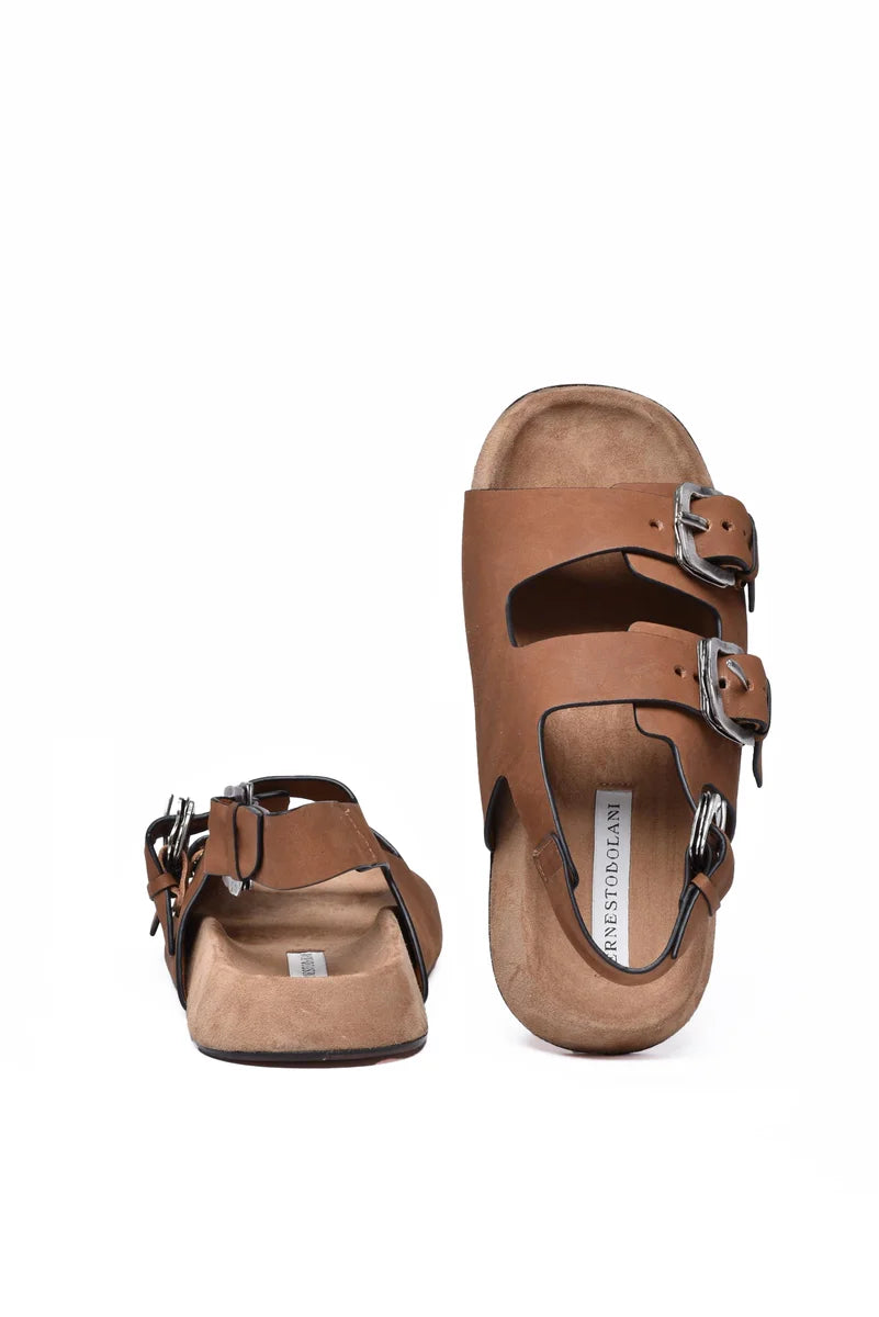 Ernesto Dolani Leather Suede Sandal 3cm Heel