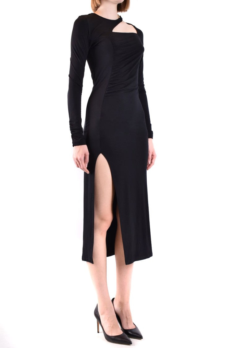 Black Midi Dress With Side Slit