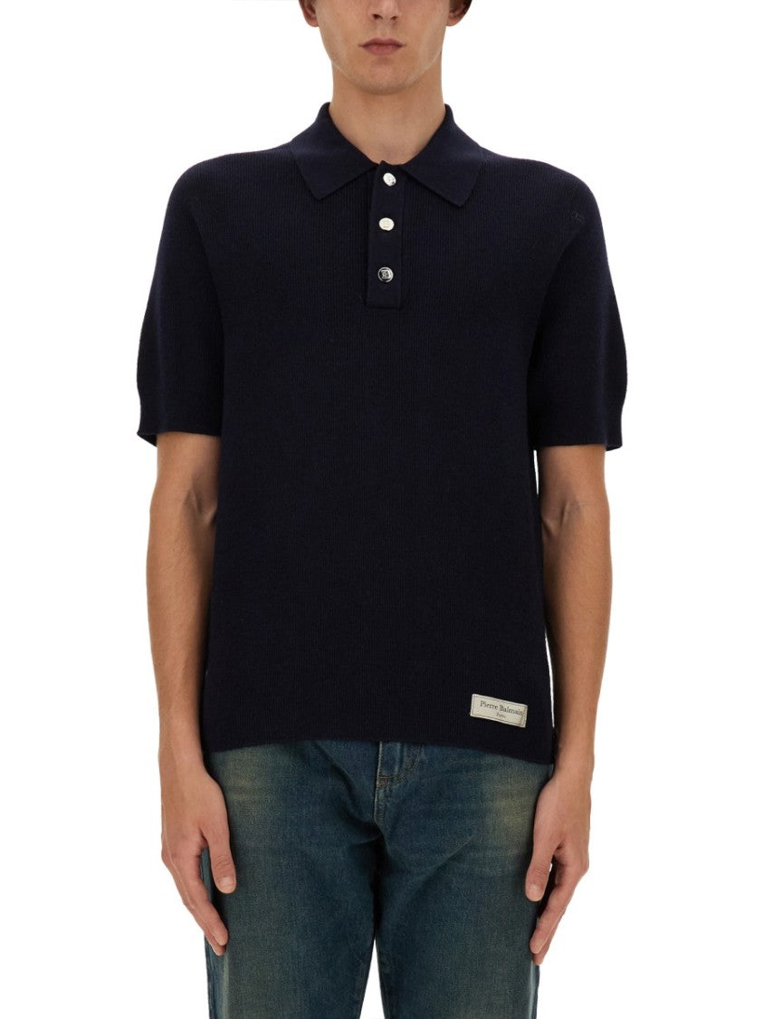 Classic Black Merino Wool Polo Shirt