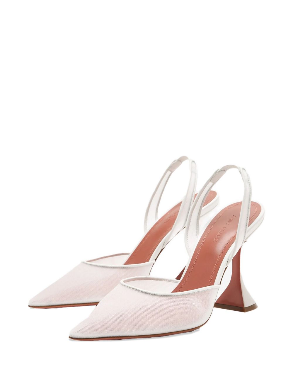 Beige Mesh Hourglass Heel Pumps