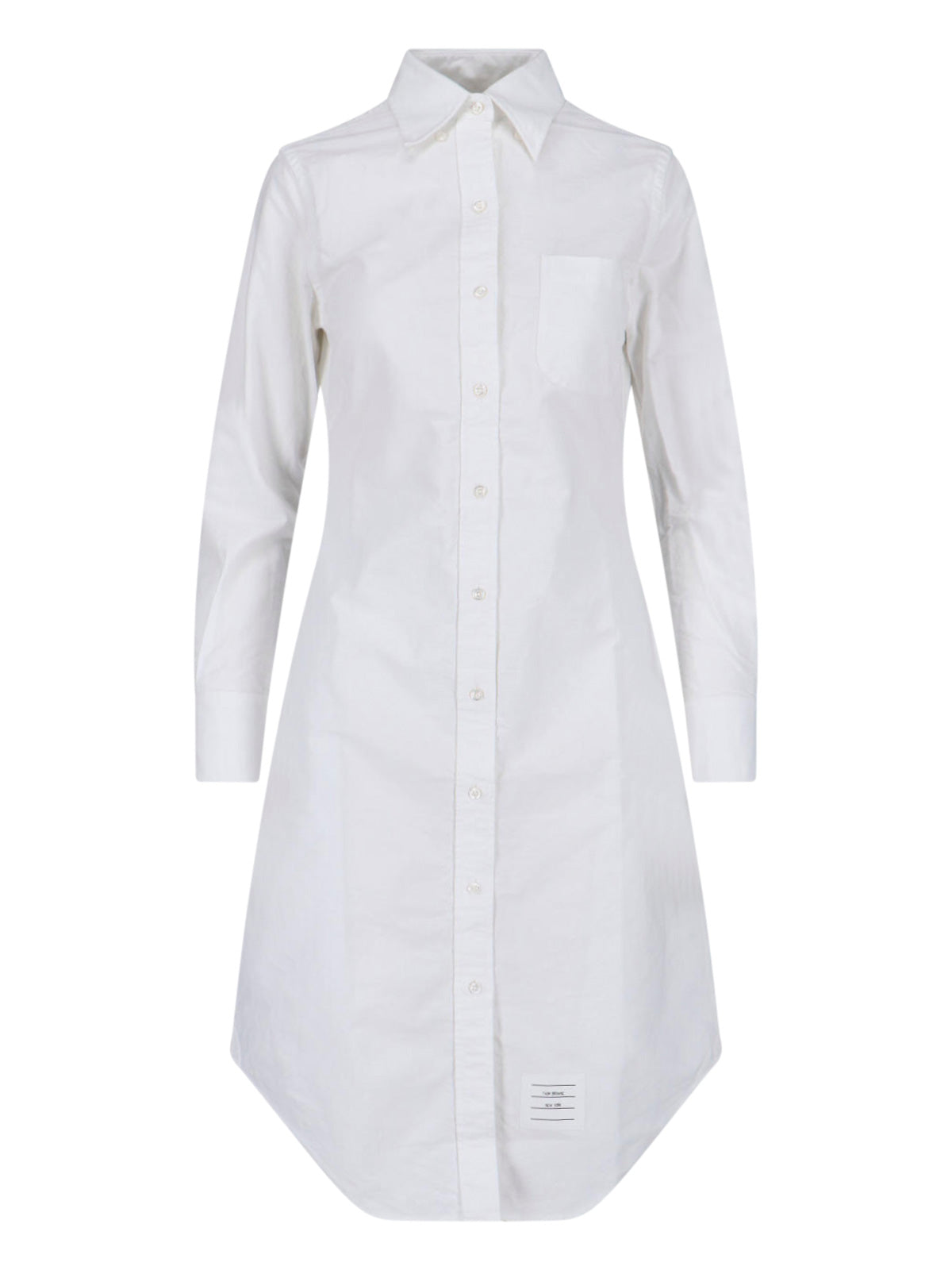 White Minimalist Fitted Shirt Dress