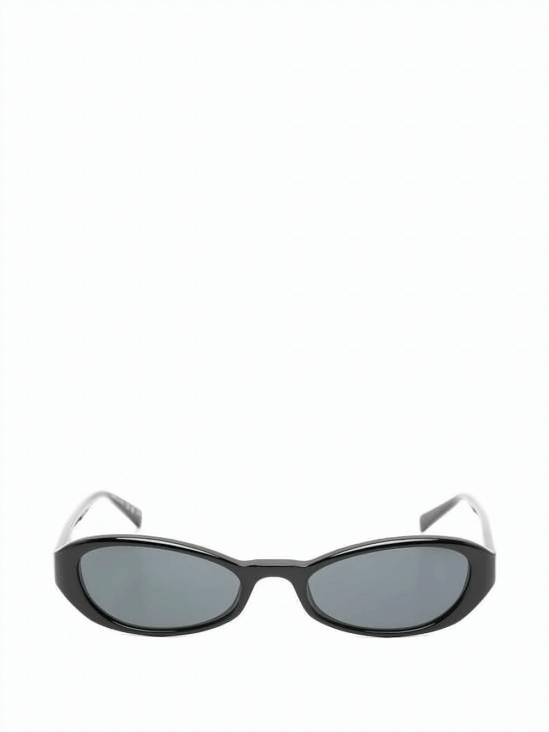Narrow Oval Frame Sunglasses with Glossy Acetate Finish
