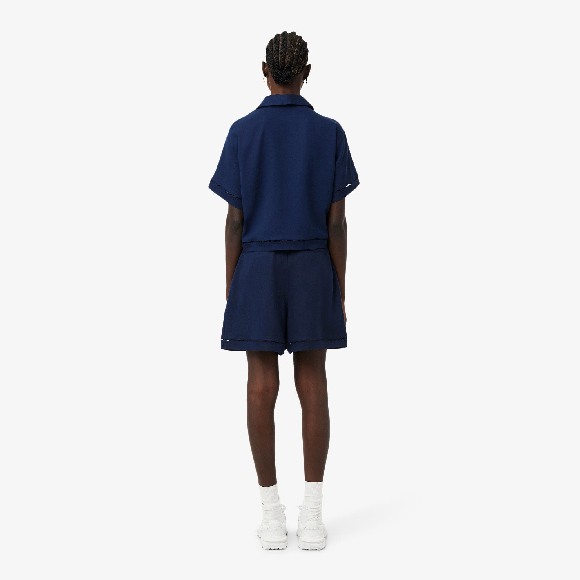 Tailored High-Waist Shorts with Self-Tie Belt