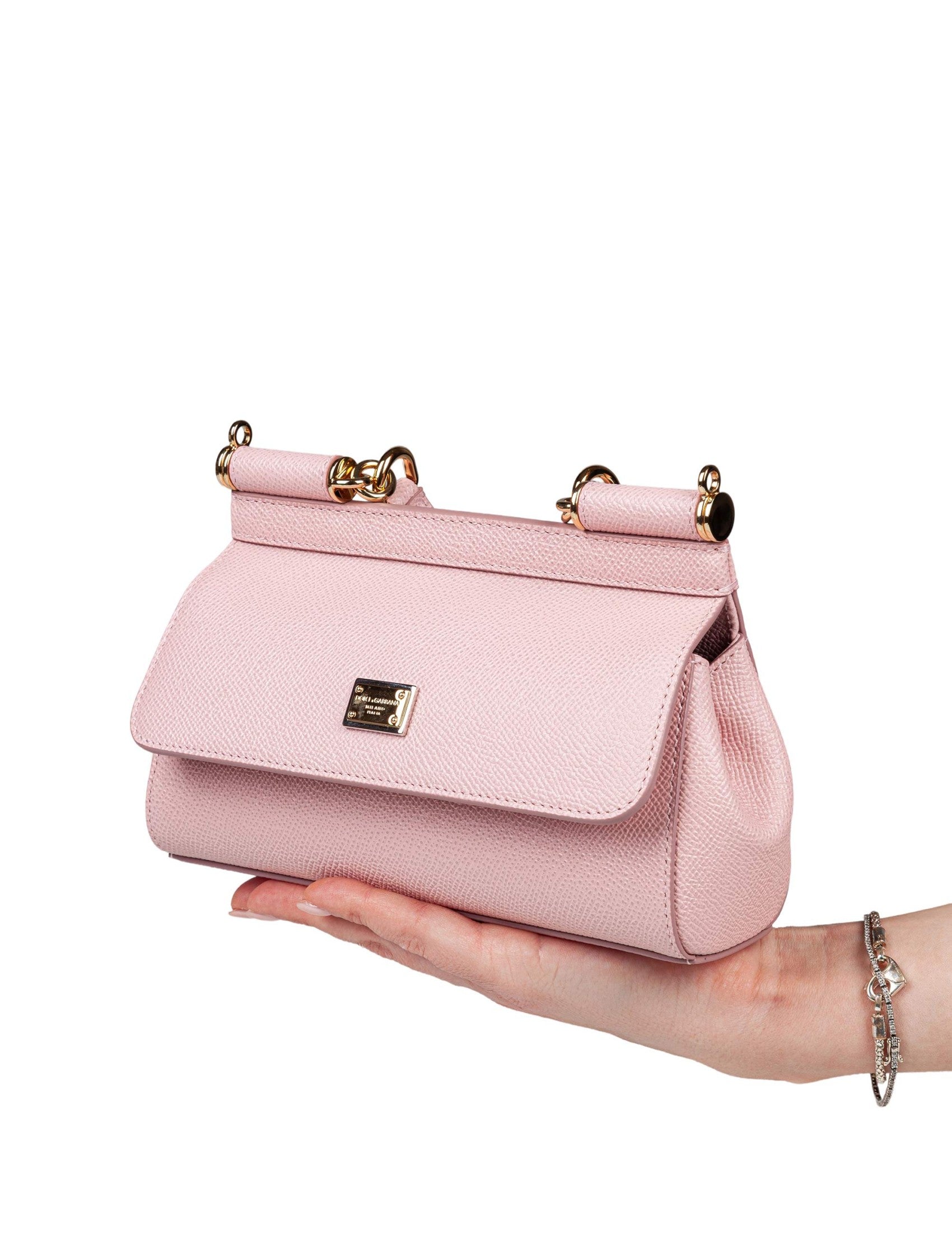 Mini Sicily Dauphine Leather Bag Nude Pink
