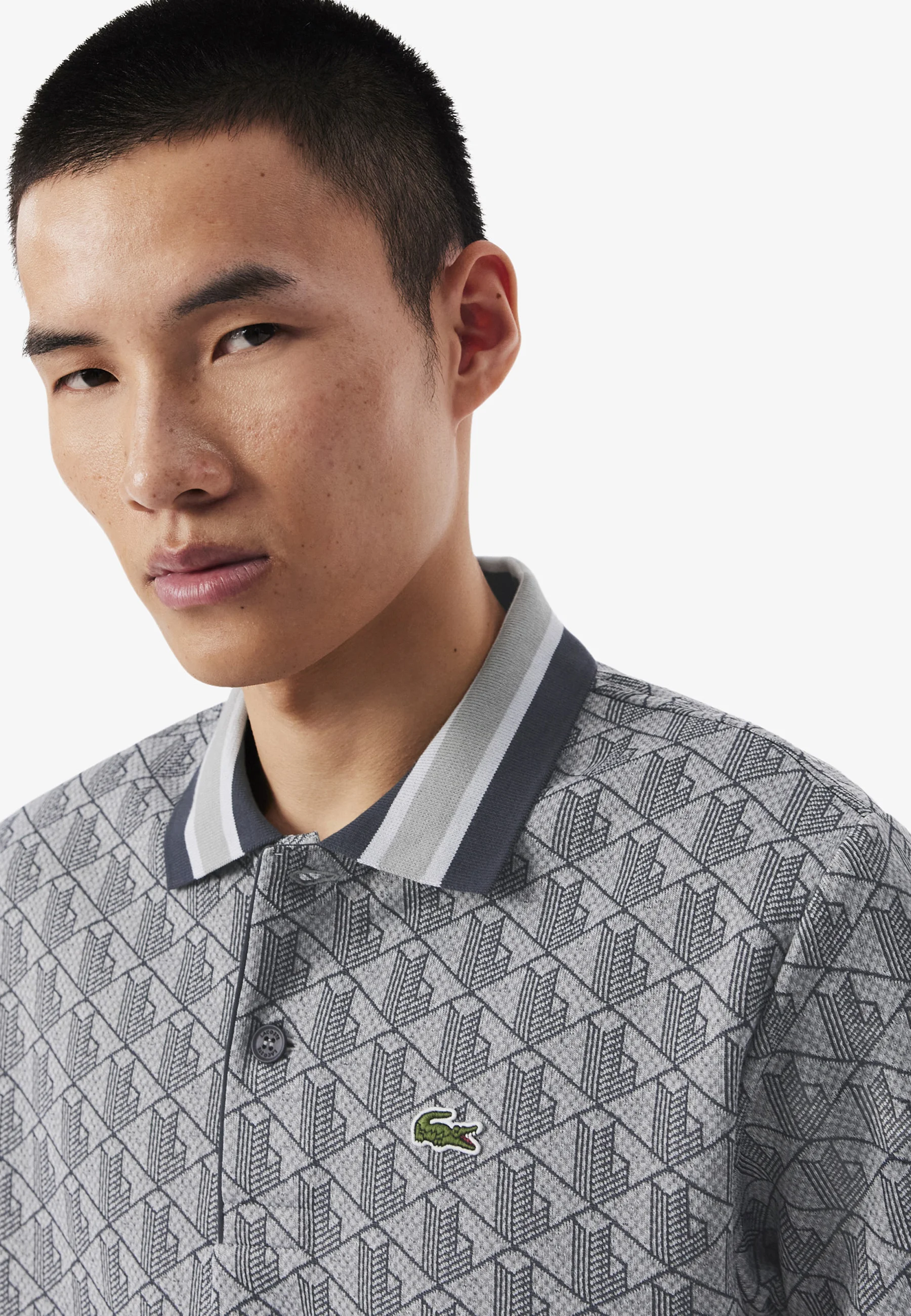 Gray Monogram Jacquard Polo Shirt