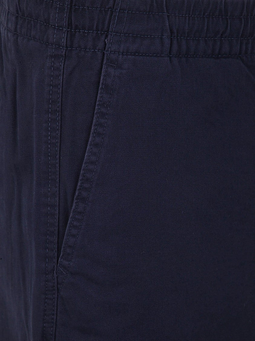 Deep Navy Tailored Shorts with Elastic Waistband and Button Closure