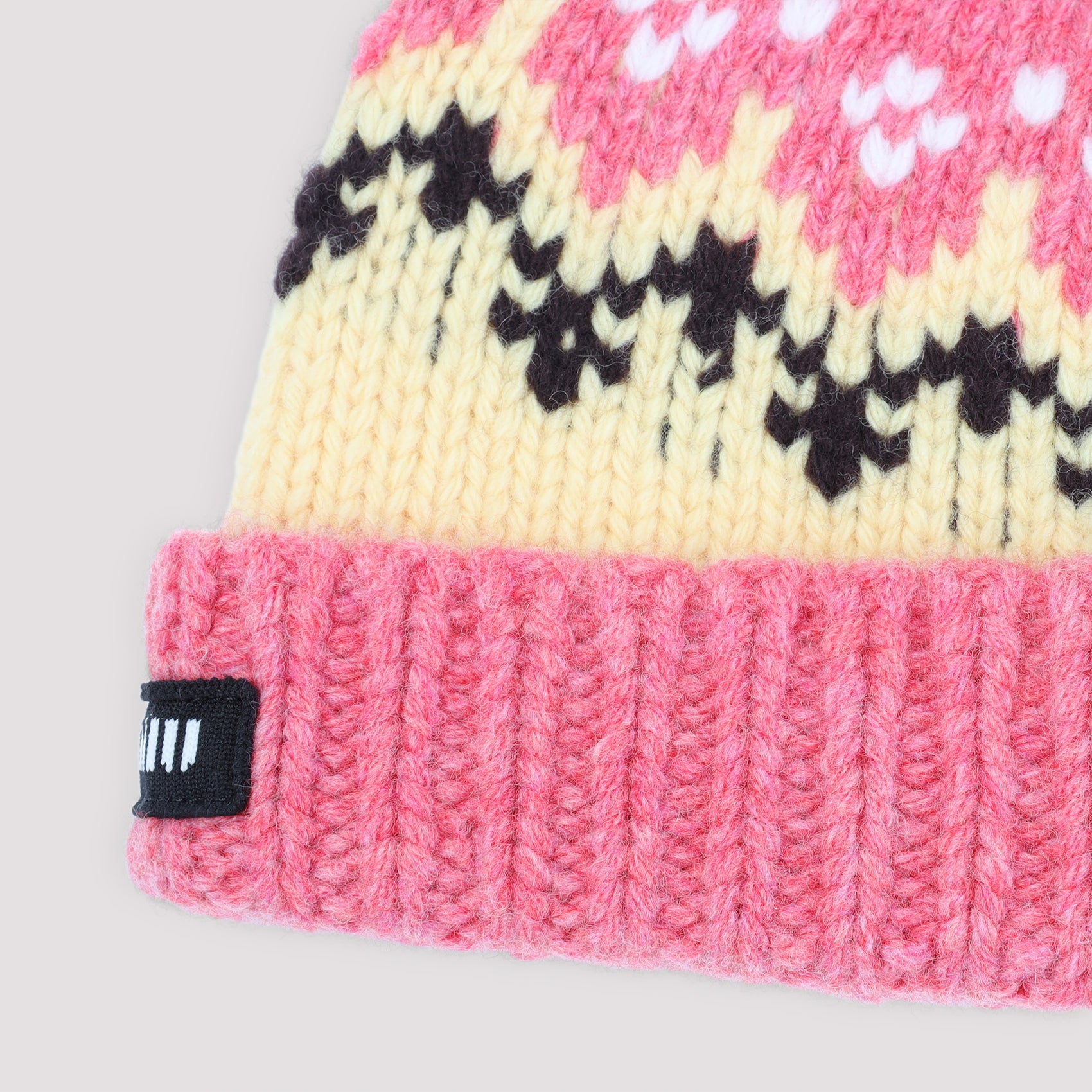 Knitted Pink Wool Hat with Pom-Pom