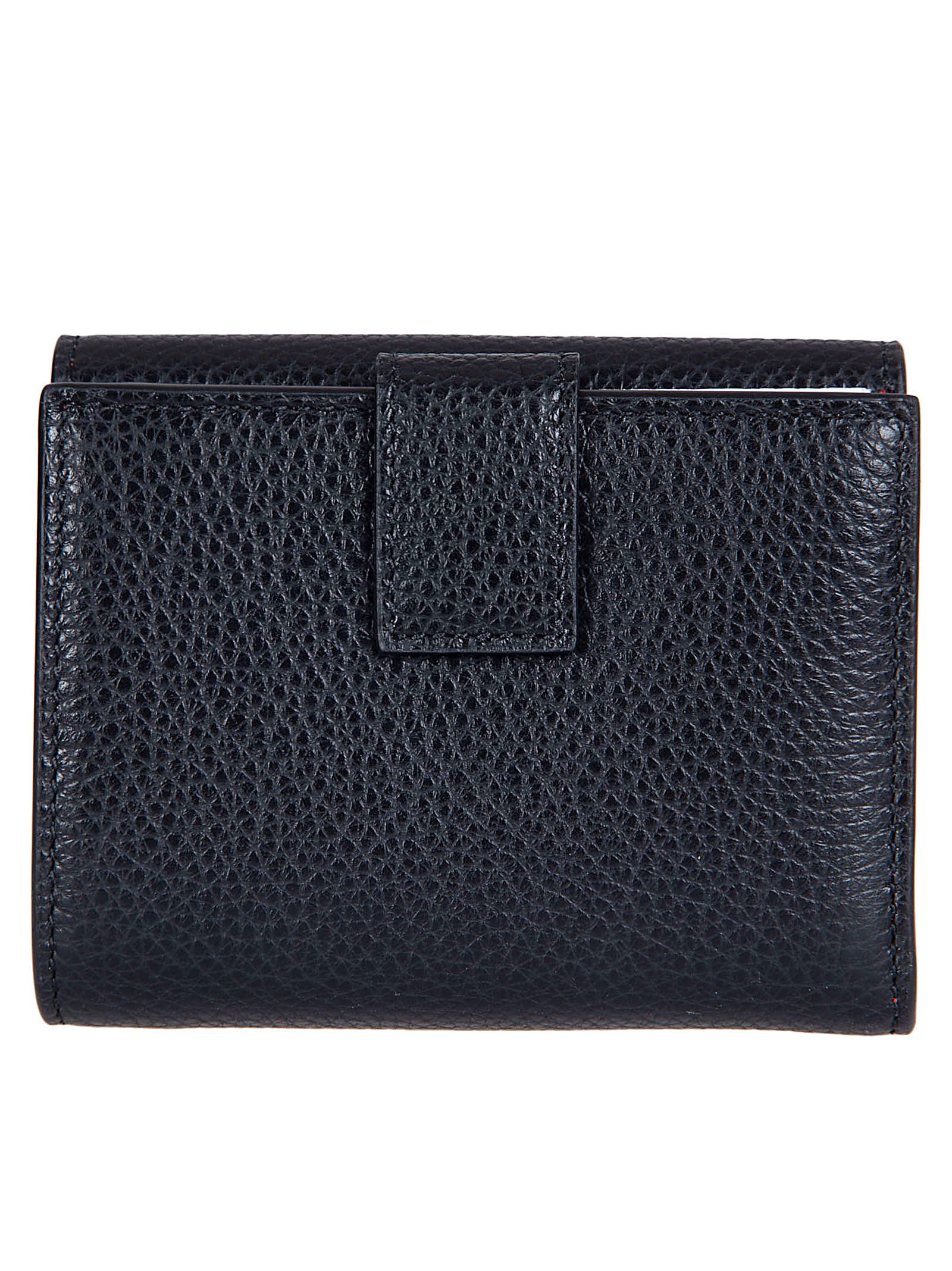 Pebbled Calf Leather Wallet with Double Gancini Buckle