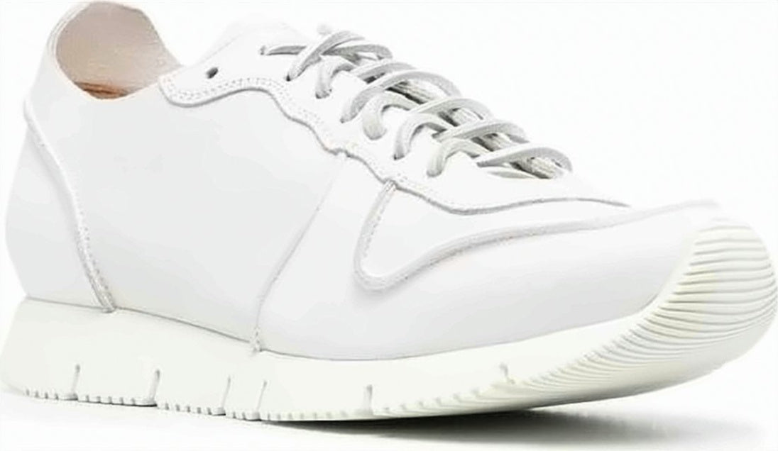 White Leather Sneakers with Elevated Vibram Sole