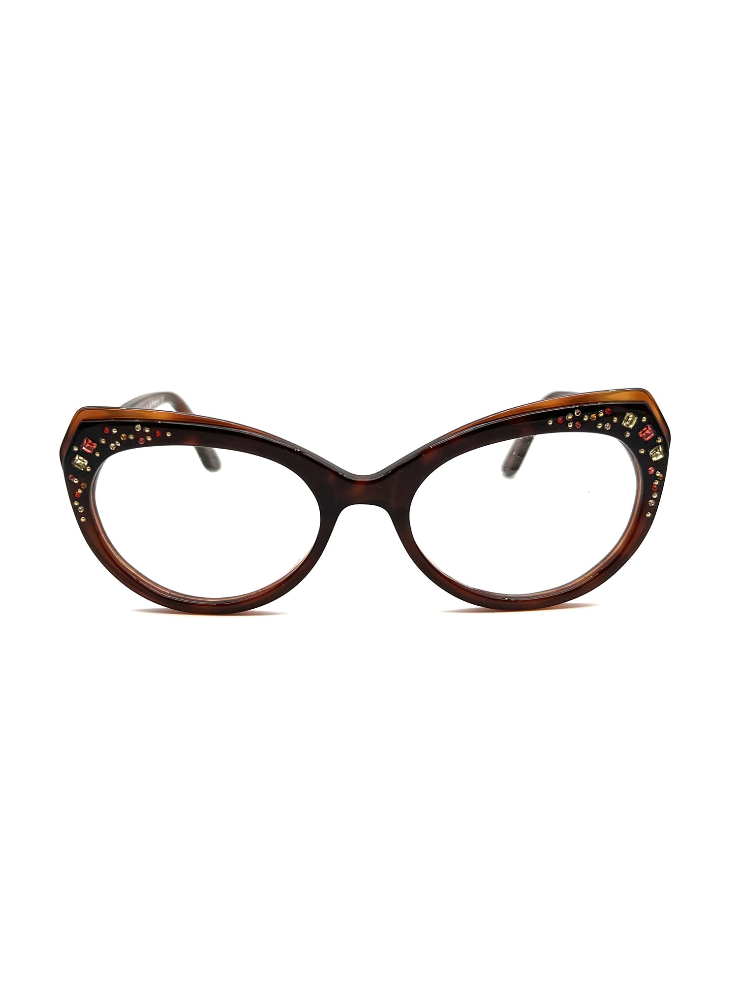 Cat-Eye Optical Frames with Colorful Embellishments