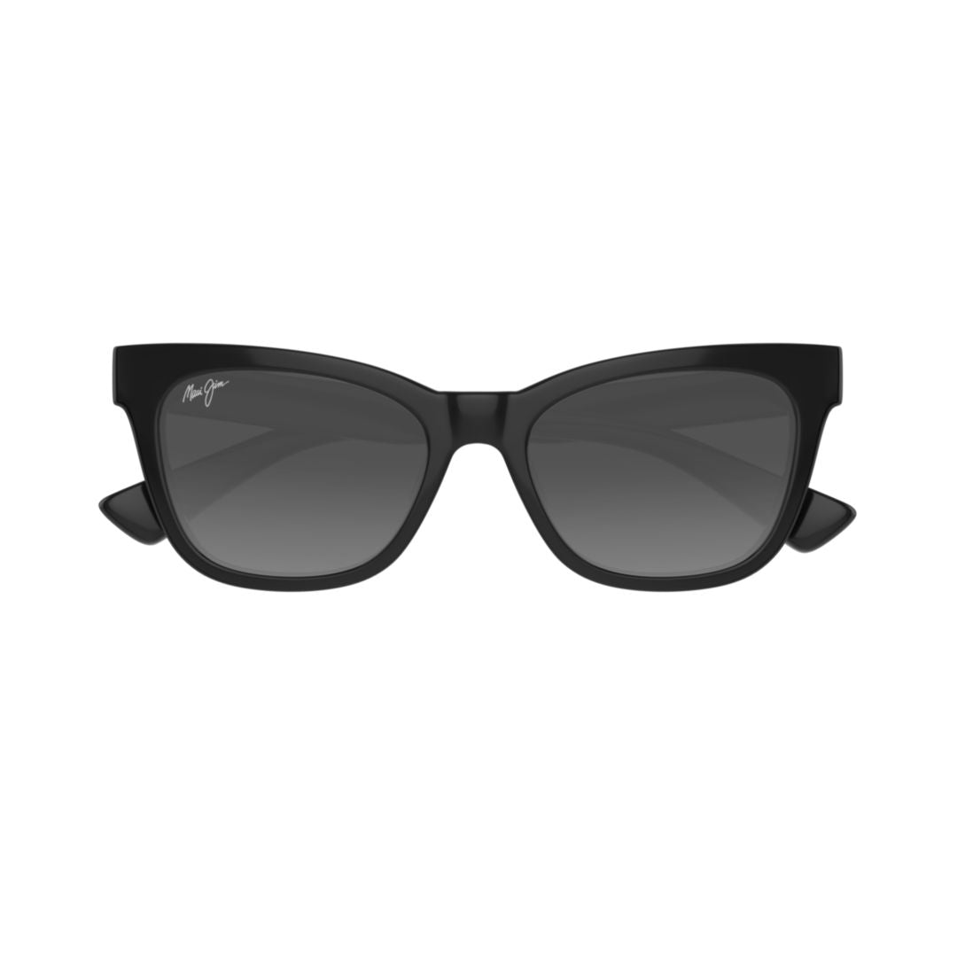 Hiwahiwa Glossy Black Rectangular Sunglasses with Gradient Lenses
