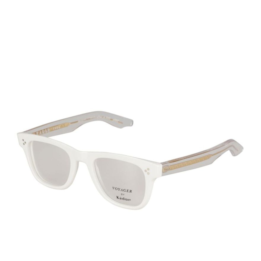 Voyager 23 Translucent White Rectangular Sunglasses with Gold Accents