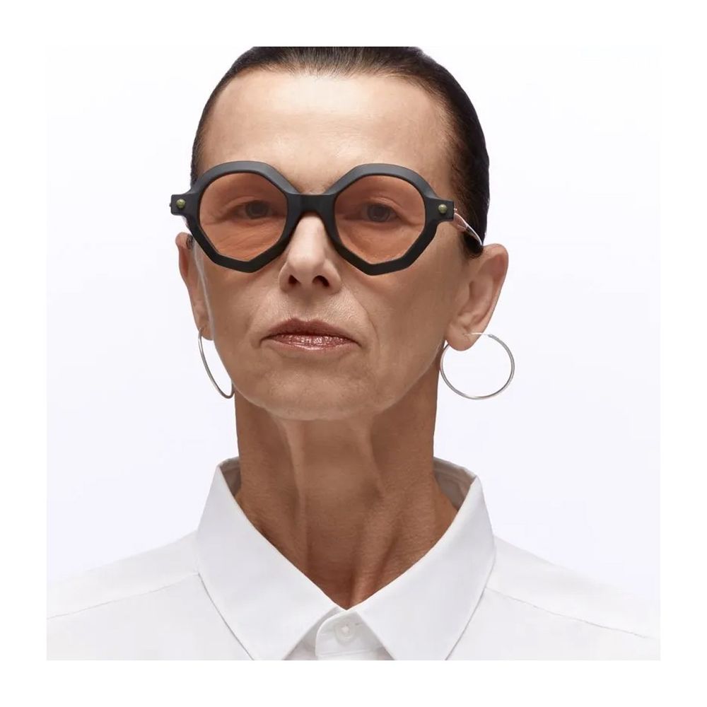 Mask P18 Matte Black Round Faceted Sunglasses