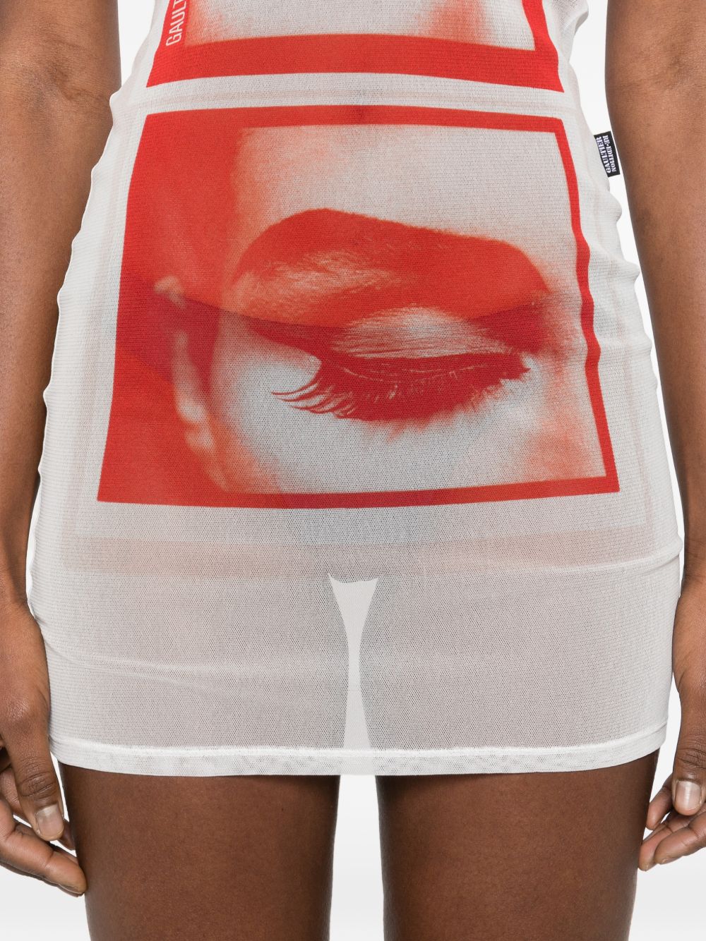 Sheer Mini Dress with Bold Graphic Prints