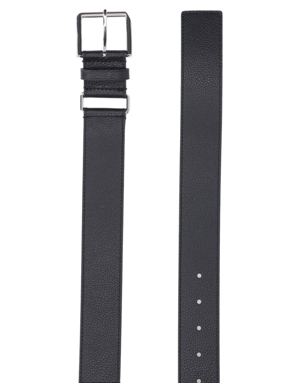 Textured Leather Belt With Adjustable Silver-Tone Buckle