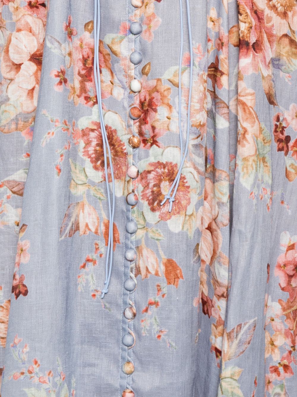 Floral-Print Midi Dress with Puffed Sleeves