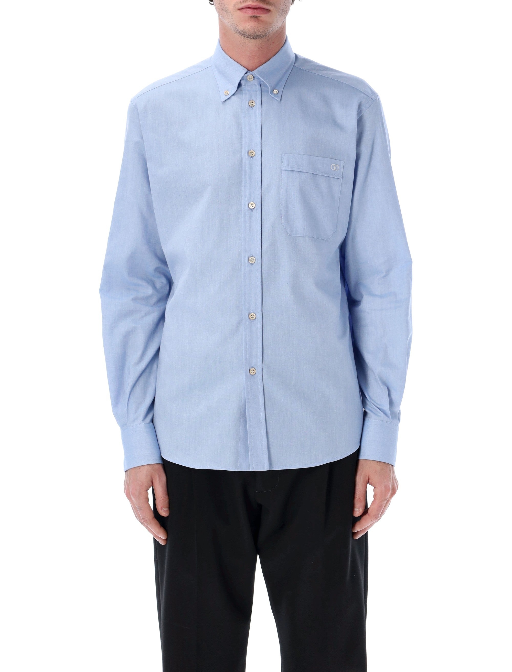 Slim Fit Oxford Shirt with Tonal Vlogo Embroidery