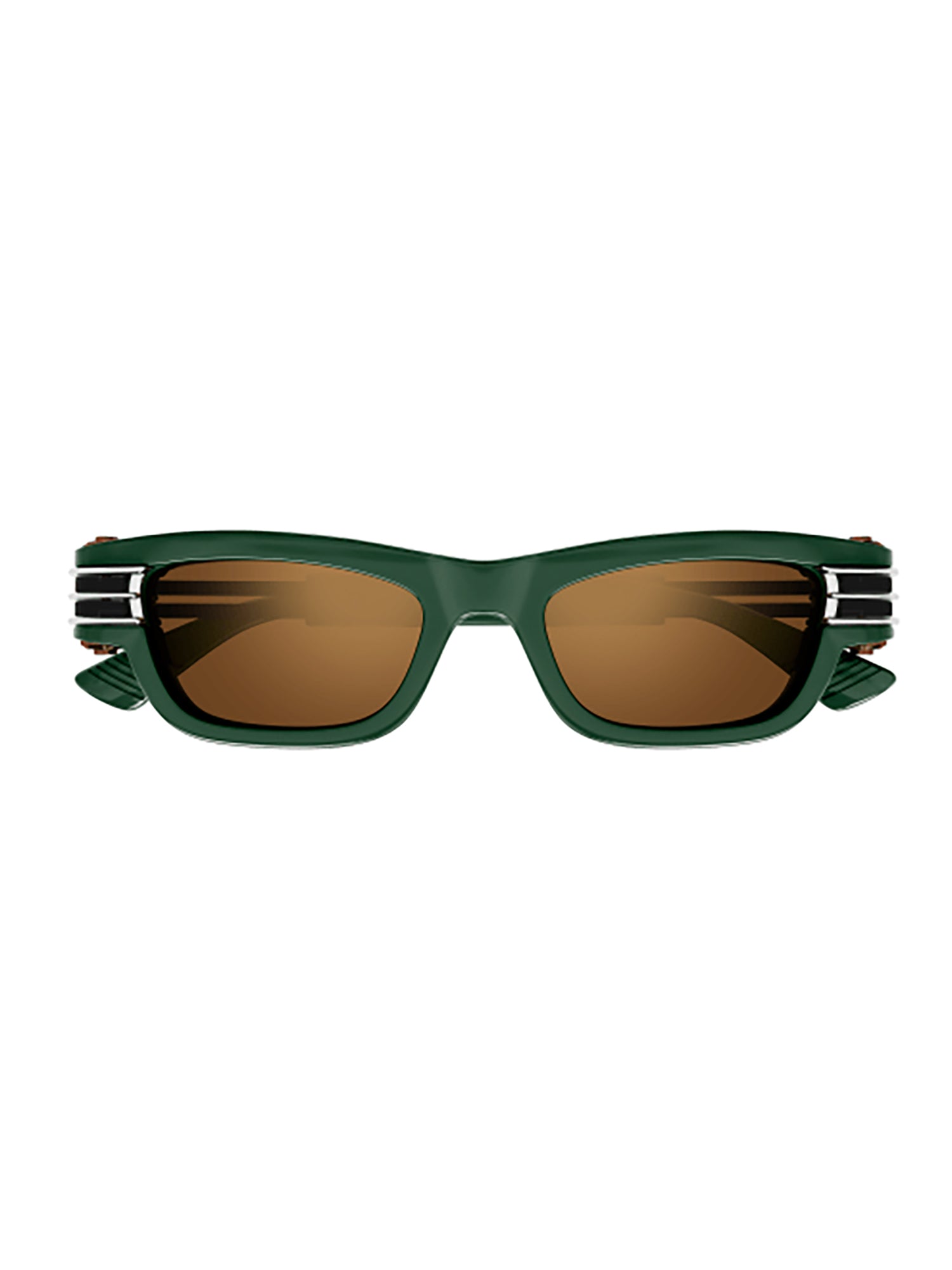 Angular Green Frame Sunglasses with Silver Accents