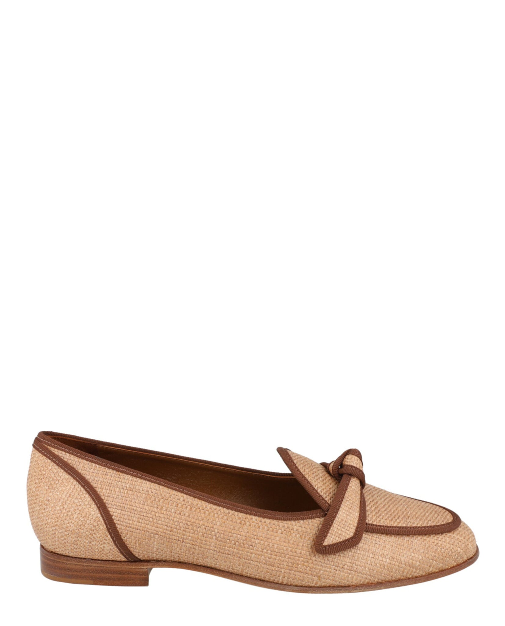 Grosgrain-Trim Raffia Loafers