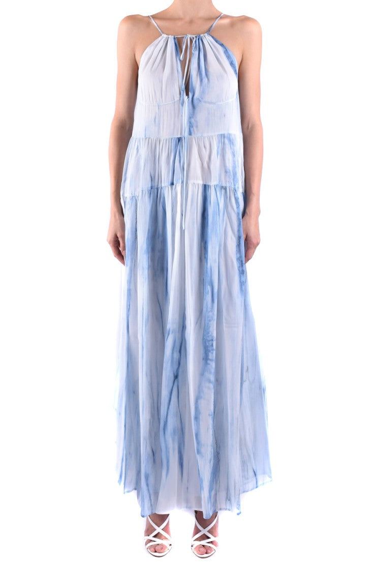 Tiered Maxi Dress With Watercolor Pattern