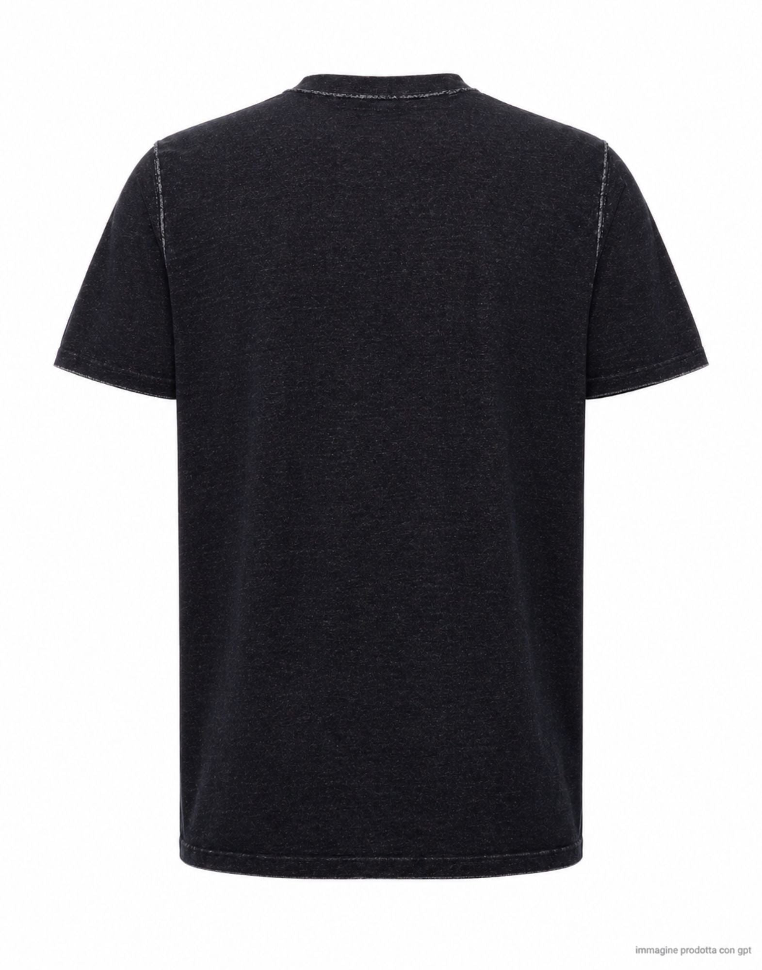 Black Round Neck Cotton Casual T-Shirt