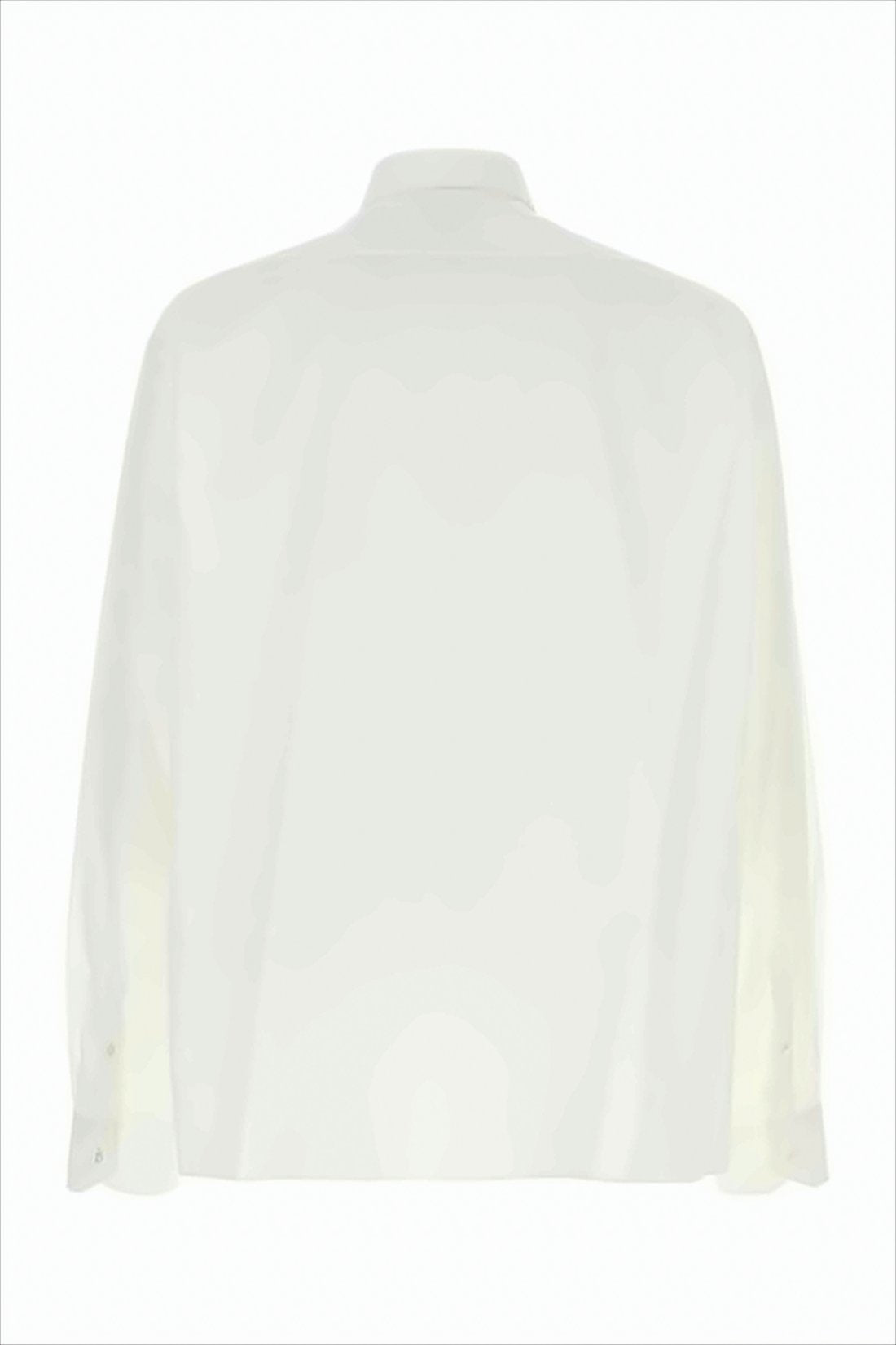 Cropped White Long-Sleeve Shirt With Classic Collar