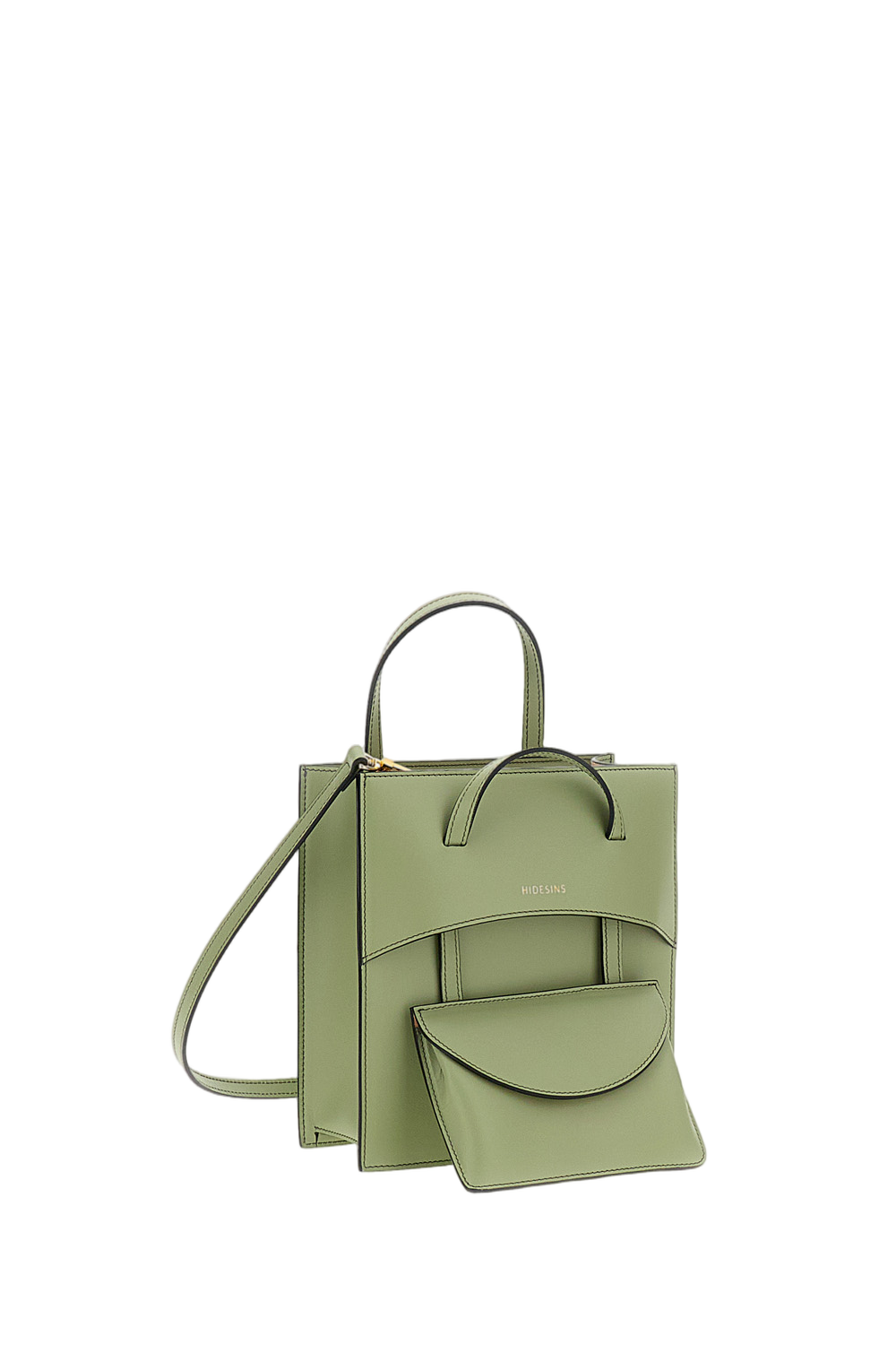 Green Pocket M Leather Top Handle Bag